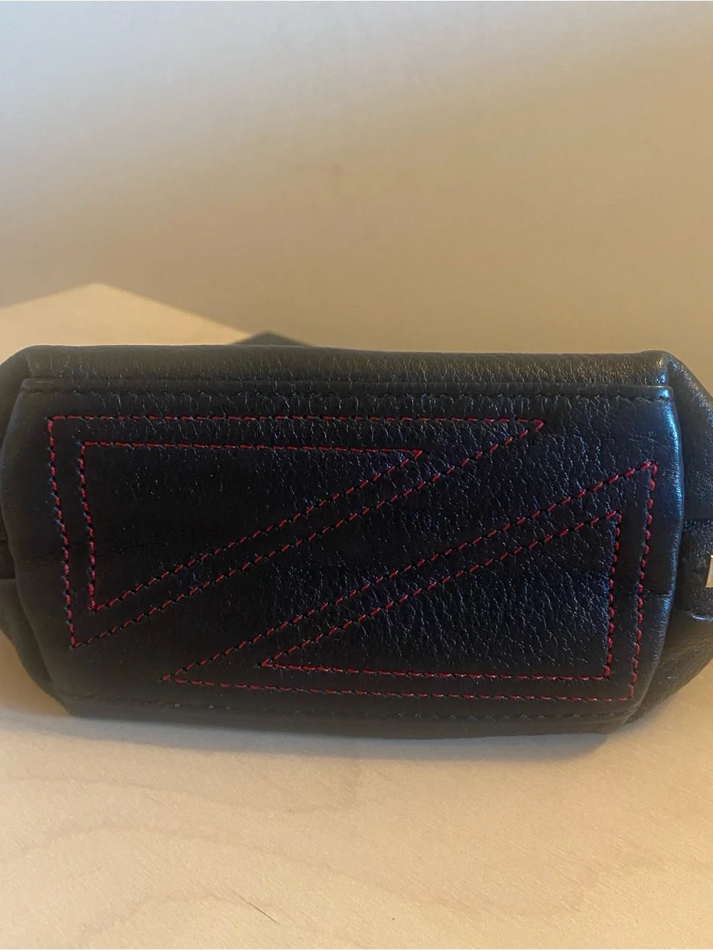 Kusshi Black Leather Everyday Makeup Bag